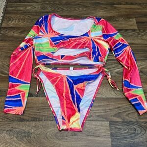 Colorful long sleeve bikini